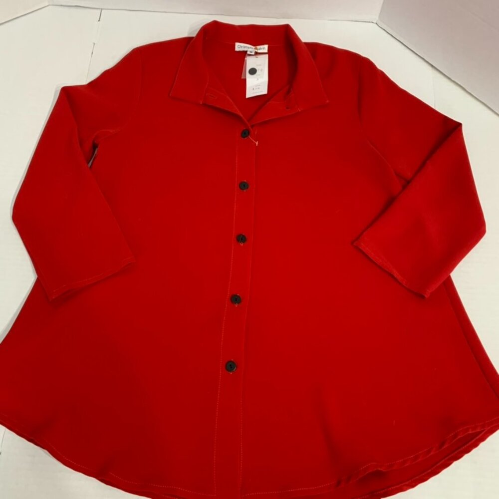 NWT Christopher Calvin Womens Size Small Red Tunic Shirt BLouse